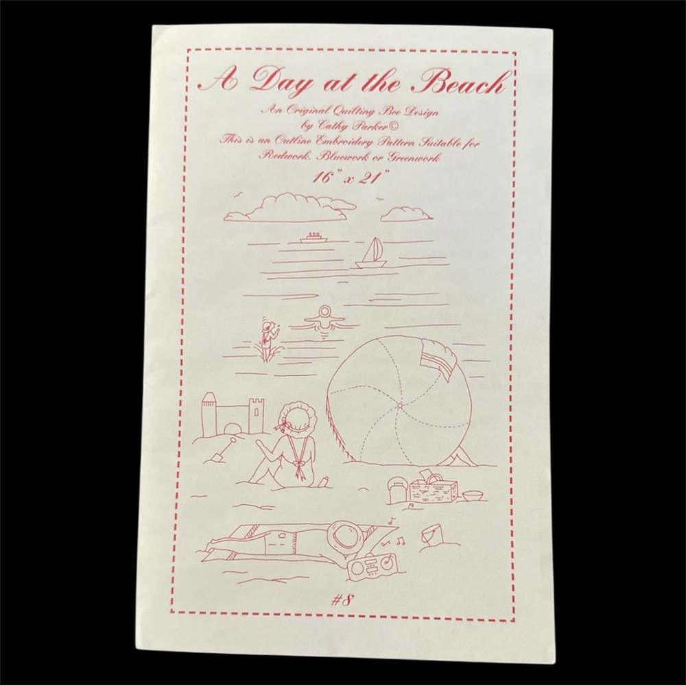 A Day at the Beach Outline Embroidery Pattern